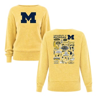 Women's Maize Michigan Wolverines Impressions Lainey Ribbed Tunic Tri-Blend Sweatshirt