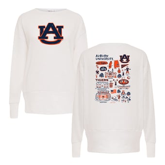 Women's White Auburn Tigers Impressions Lainey Ribbed Tunic Tri-Blend Sweatshirt