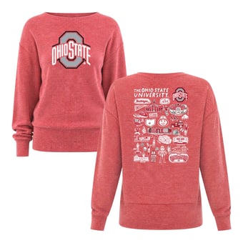 Women's Scarlet Ohio State Buckeyes Impressions Lainey Ribbed Tunic Tri-Blend Sweatshirt