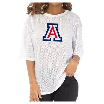 Women's White Arizona Wildcats Mallory Mesh Oversized Fashion Jersey