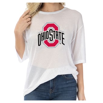 Women's White Ohio State Buckeyes Mallory Mesh Oversized Fashion Jersey