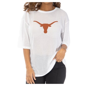 Women's White Texas Longhorns Mallory Mesh Oversized Fashion Jersey