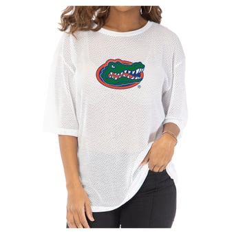 Women's White Florida Gators Mallory Mesh Oversized Fashion Jersey