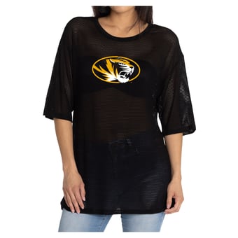 Women's Black Missouri Tigers Mallory Mesh Oversized Fashion Jersey