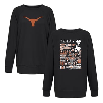 Women's Flying Colors Apparel Black Texas Longhorns Impressions Rylee Raglan Long Sleeve T-Shirt