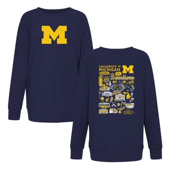 Women's Flying Colors Apparel Navy Michigan Wolverines Impressions Rylee Raglan Long Sleeve T-Shirt