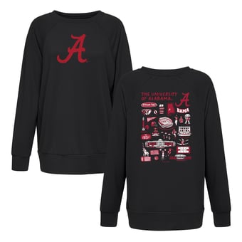 Women's Flying Colors Apparel Black Alabama Crimson Tide Impressions Rylee Raglan Long Sleeve T-Shirt