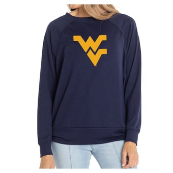 Women's Flying Colors Apparel Navy West Virginia Mountaineers Rylee Raglan Long Sleeve T-Shirt
