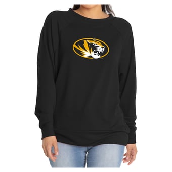 Women's Flying Colors Apparel Black Missouri Tigers Rylee Raglan Long Sleeve T-Shirt