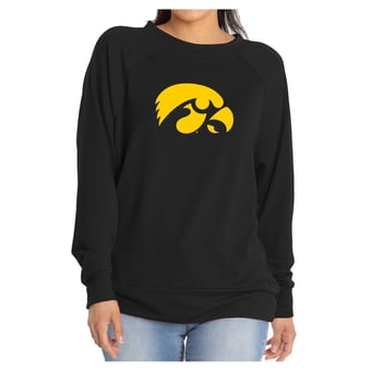 Women's Flying Colors Apparel Black Iowa Hawkeyes Rylee Raglan Long Sleeve T-Shirt