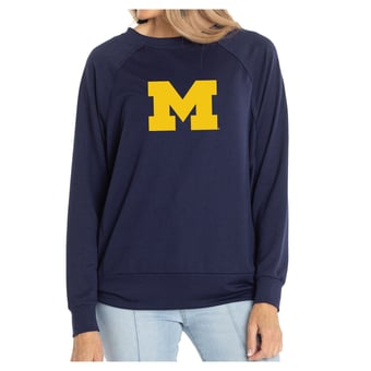 Women's Flying Colors Apparel Navy Michigan Wolverines Rylee Raglan Long Sleeve T-Shirt
