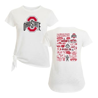 Women's Flying Colors Apparel White Ohio State Buckeyes Impressions Sophie Side Tie T-Shirt