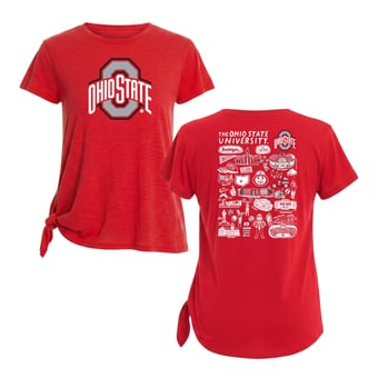 Women's Flying Colors Apparel Scarlet Ohio State Buckeyes Impressions Sophie Side Tie T-Shirt