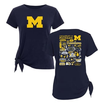 Women's Flying Colors Apparel Navy Michigan Wolverines Impressions Sophie Side Tie T-Shirt