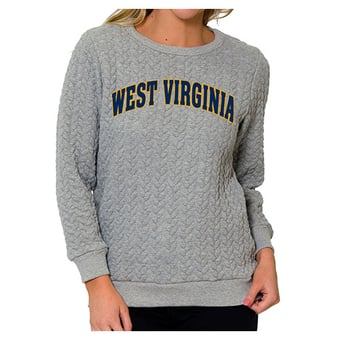 Women's Flying Colors Apparel Heather Gray West Virginia Mountaineers Kinsley Quilted Sweater