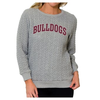 Women's Flying Colors Apparel Heather Gray Mississippi State Bulldogs Kinsley Quilted Sweater