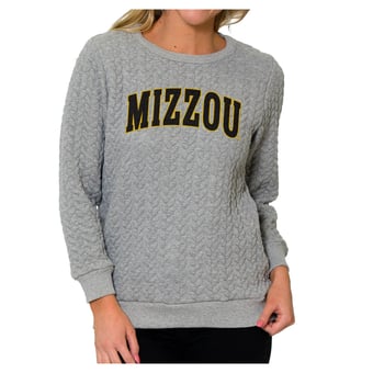 Women's Flying Colors Apparel Heather Gray Missouri Tigers Kinsley Quilted Sweater