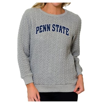 Women's Flying Colors Apparel Heather Gray Penn State Nittany Lions Kinsley Quilted Sweater