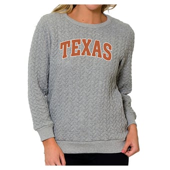 Women's Flying Colors Apparel Heather Gray Texas Longhorns Kinsley Quilted Sweater