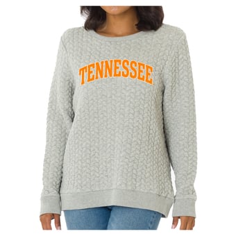 Women's Flying Colors Apparel Heather Gray Tennessee Volunteers Kinsley Quilted Sweater