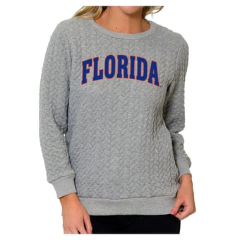 Women's Flying Colors Apparel Heather Gray Florida Gators Kinsley Quilted Sweater