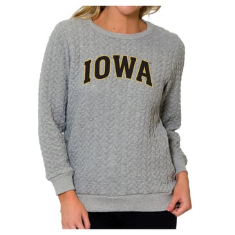 Women's Flying Colors Apparel Heather Gray Iowa Hawkeyes Kinsley Quilted Sweater