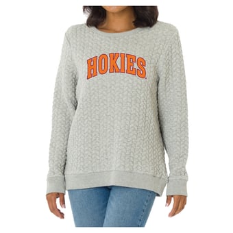 Women's Flying Colors Apparel Heather Gray Virginia Tech Hokies Kinsley Quilted Sweater