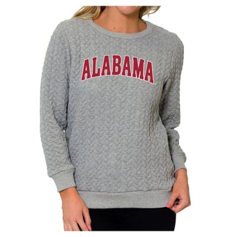 Women's Flying Colors Apparel Heather Gray Alabama Crimson Tide Kinsley Quilted Sweater