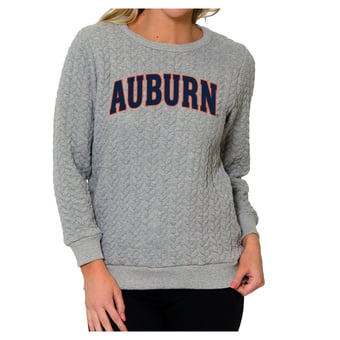 Women's Flying Colors Apparel Heather Gray Auburn Tigers Kinsley Quilted Sweater