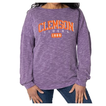 Women's Flying Colors Apparel Purple Clemson Tigers Josie Balloon Sleeve Long Sleeve Tunic T-Shirt