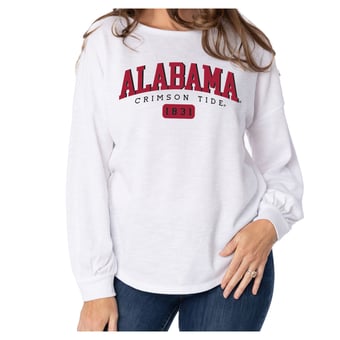 Women's Flying Colors Apparel White Alabama Crimson Tide Josie Balloon Sleeve Long Sleeve Tunic T-Shirt