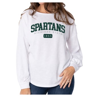Women's Flying Colors Apparel White Michigan State Spartans Josie Balloon Sleeve Long Sleeve Tunic T-Shirt