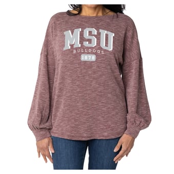 Women's Flying Colors Apparel Maroon Mississippi State Bulldogs Josie Balloon Sleeve Long Sleeve Tunic T-Shirt