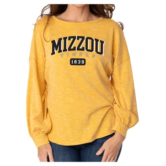 Women's Flying Colors Apparel Gold Missouri Tigers Josie Balloon Sleeve Long Sleeve Tunic T-Shirt