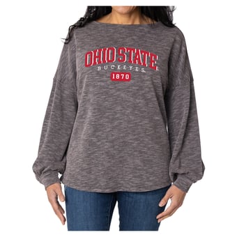 Women's Flying Colors Apparel Black Ohio State Buckeyes Josie Balloon Sleeve Long Sleeve Tunic T-Shirt