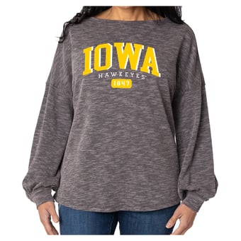 Women's Flying Colors Apparel Black Iowa Hawkeyes Josie Balloon Sleeve Long Sleeve Tunic T-Shirt