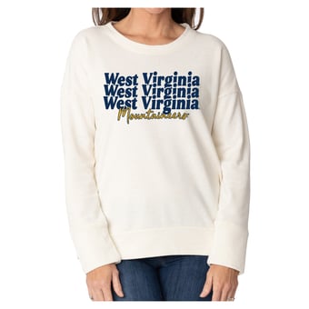 Women's Flying Colors Apparel Cream West Virginia Mountaineers Marly Side Split Sweatshirt