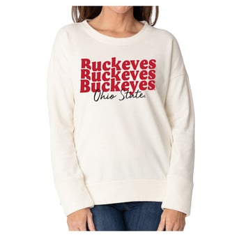 Women's Flying Colors Apparel Cream Ohio State Buckeyes Marly Side Split Sweatshirt