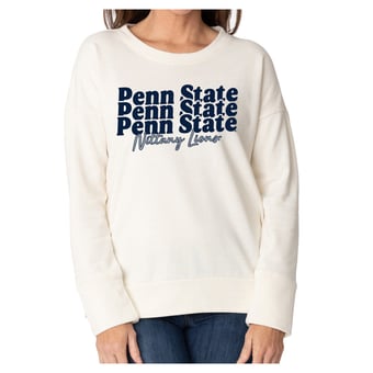 Women's Flying Colors Apparel Cream Penn State Nittany Lions Marly Side Split Sweatshirt
