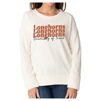 Women's Flying Colors Apparel Cream Texas Longhorns Marly Side Split Sweatshirt