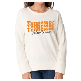 Women's Flying Colors Apparel Cream Tennessee Volunteers Marly Side Split Sweatshirt