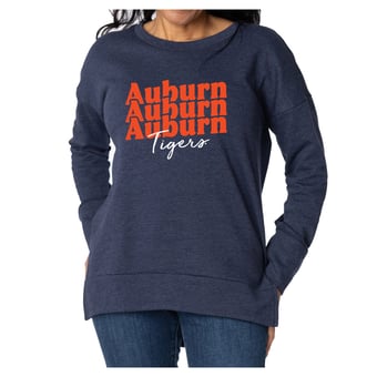 Women's Flying Colors Apparel Navy Auburn Tigers Marly Side Split Sweatshirt