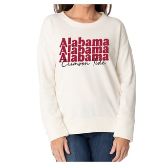 Women's Flying Colors Apparel Cream Alabama Crimson Tide Marly Side Split Sweatshirt