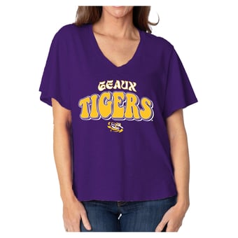 Women's  Purple LSU Tigers Fawn Flutter Sleeve T-Shirt