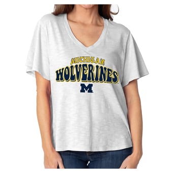 Women's  White Michigan Wolverines Fawn Flutter Sleeve T-Shirt