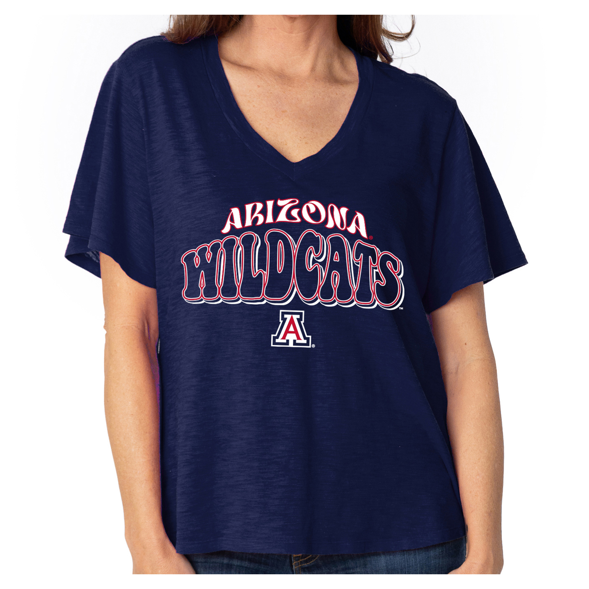 Women's  Navy Arizona Wildcats Fawn Flutter Sleeve T-Shirt