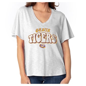 Women's  White LSU Tigers Fawn Flutter Sleeve T-Shirt