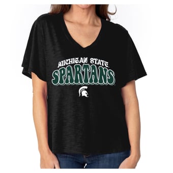 Women's  Black Michigan State Spartans Fawn Flutter Sleeve T-Shirt