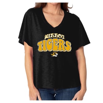 Women's  Black Missouri Tigers Fawn Flutter Sleeve T-Shirt