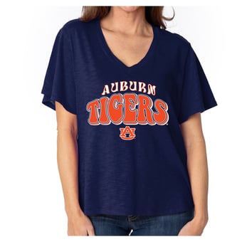 Women's  Navy Auburn Tigers Fawn Flutter Sleeve T-Shirt
